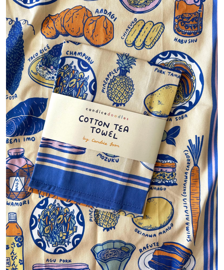 Okinawa Tea Towel - Candice Doodles – Paradise Now Hawaiʻi