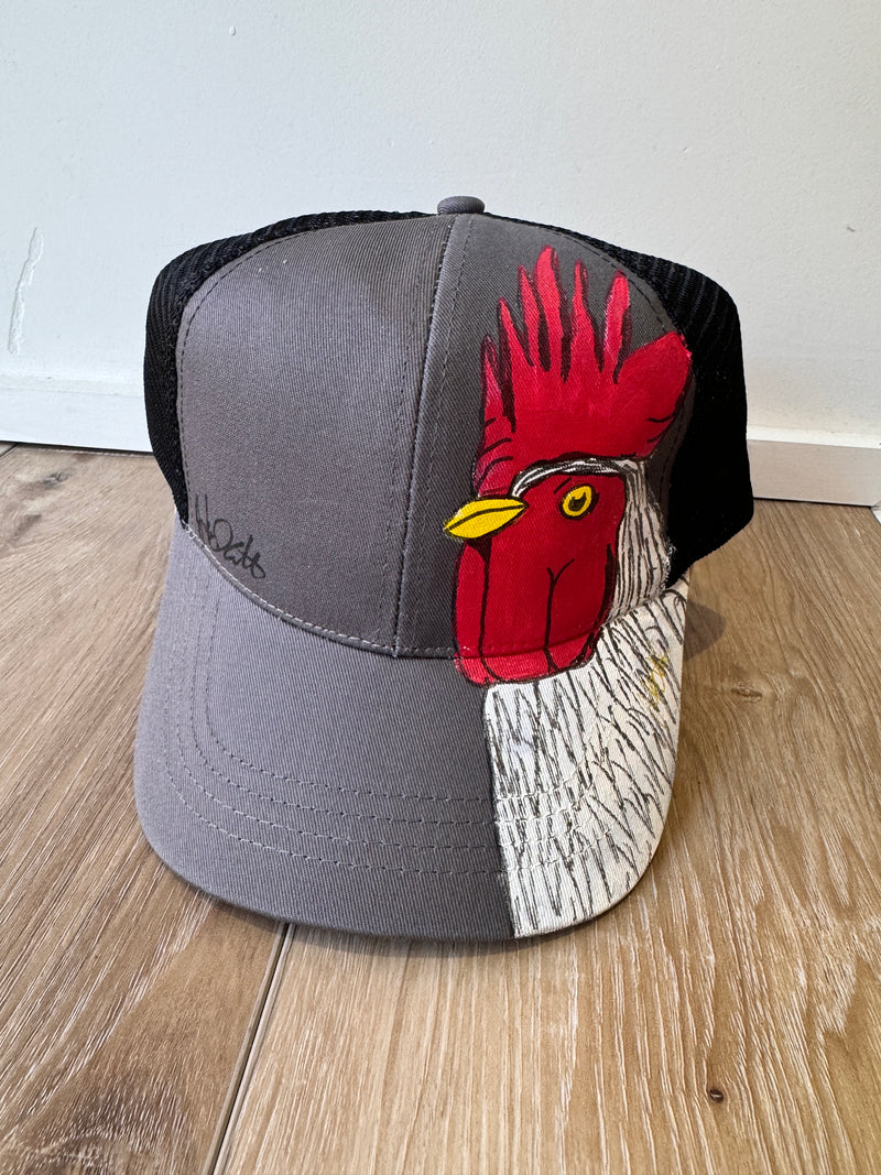 Rooster Handpainted Hat