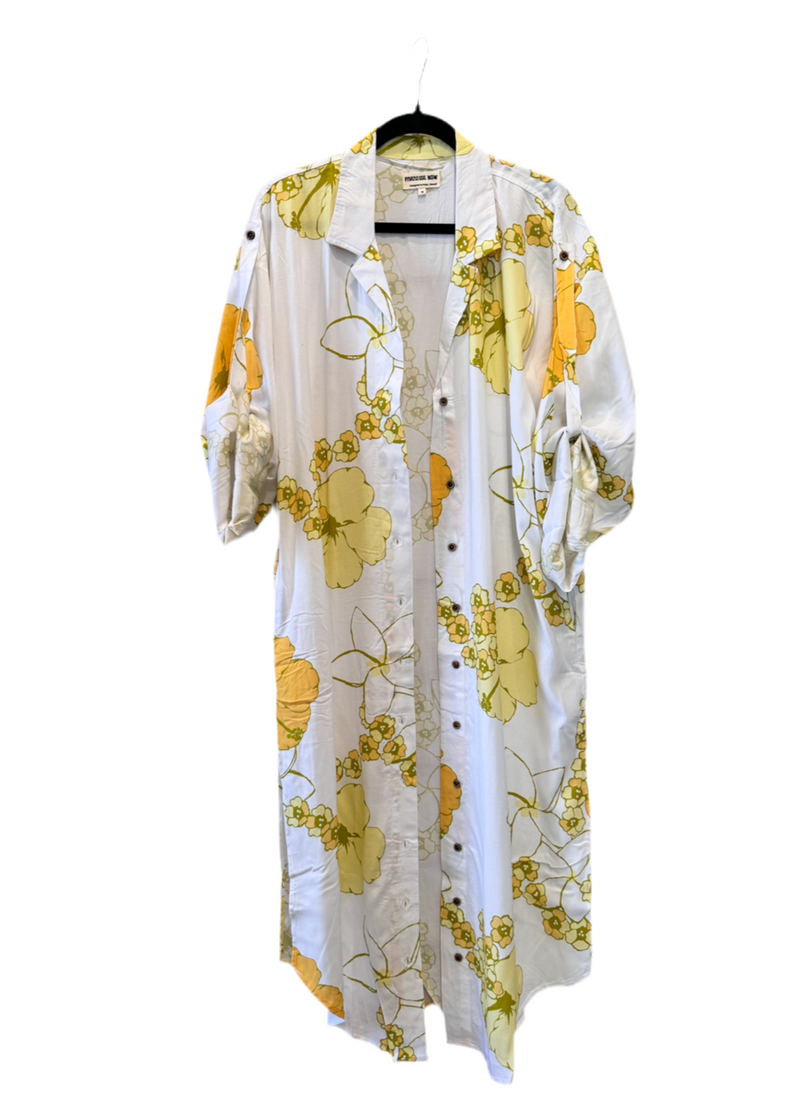 Vintage plumeria button down duster dress