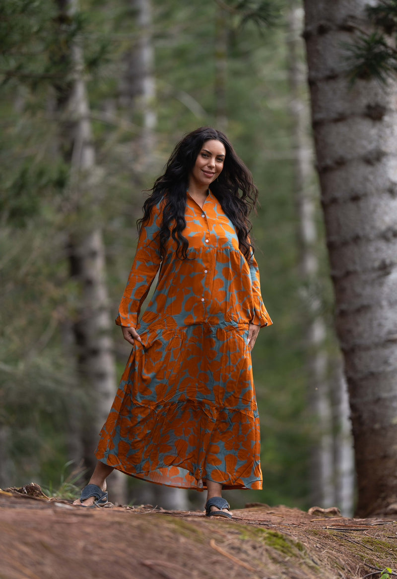 Womens Retro Maxi Dress in valley