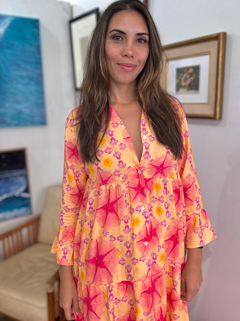 Women's Retro Maxi Dress in Morning Glory Paradise Now Hawaii Women's Retro Maxi Dress in Morning Glory Paradise Now Hawaii