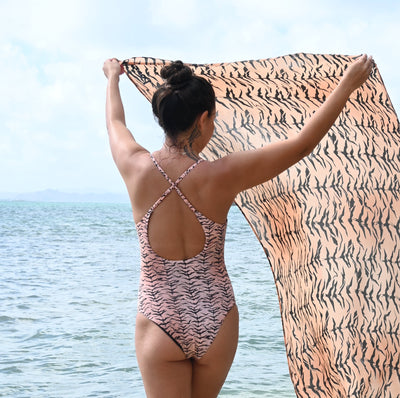 Women's Cross Back One-Piece Bikini in Wild Iwa