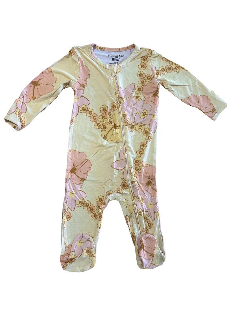 Long Sleeve Keiki Romper in Vintage Plumeria