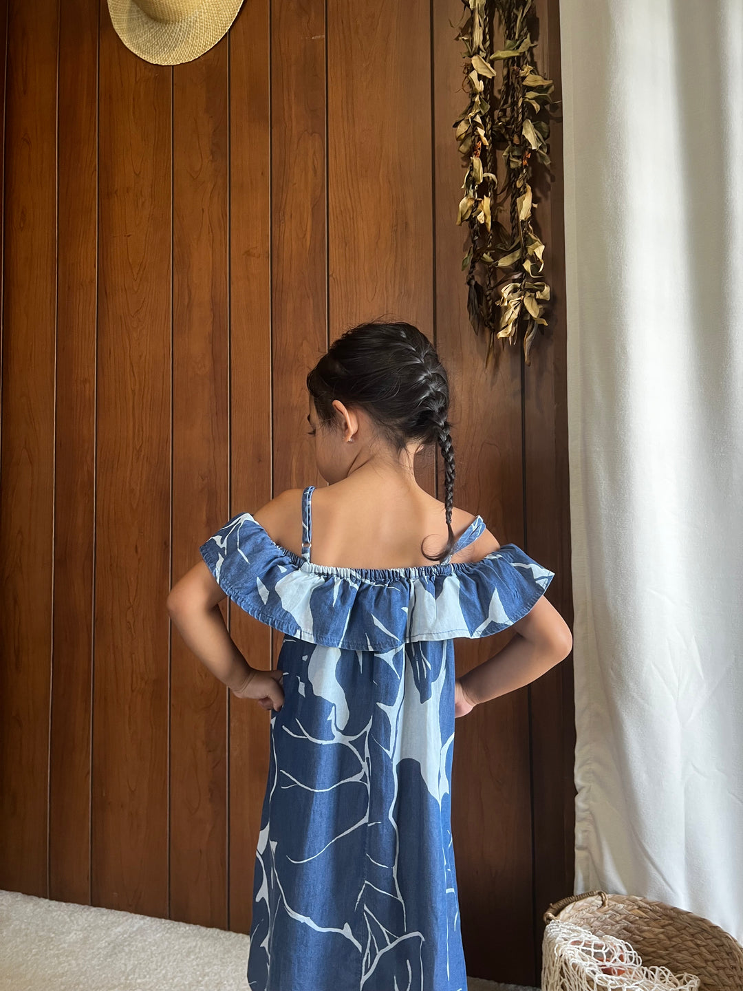 Girls Aloha Dress in Kalo Blues Youth Medium