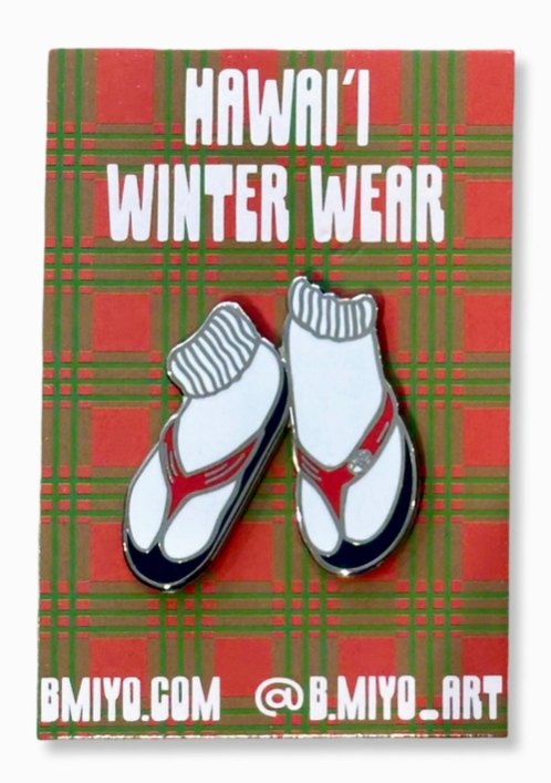 Hawaii Winter Wear Enamel Pin