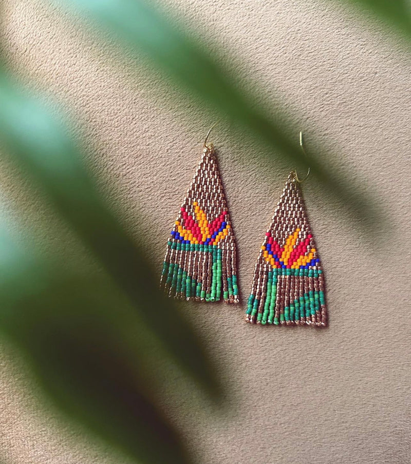 Bird Of Paradise Beaded Earrings