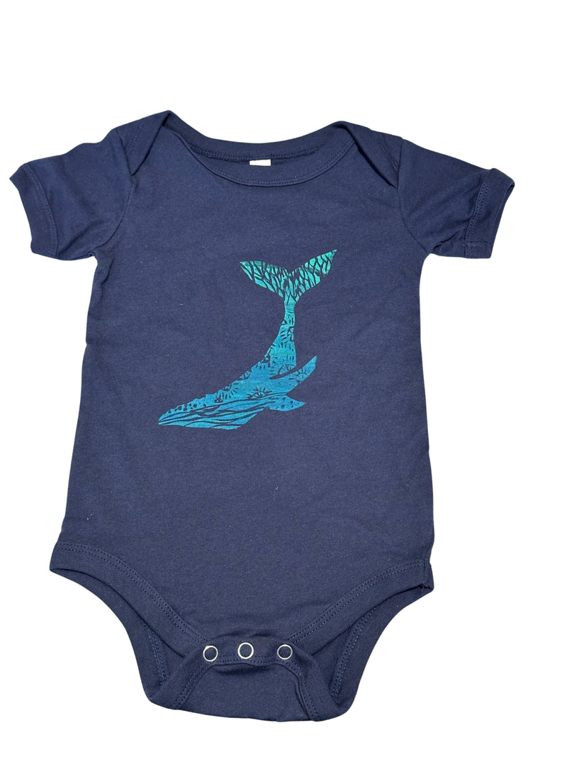 Whale Day Baby Onesie in Navy