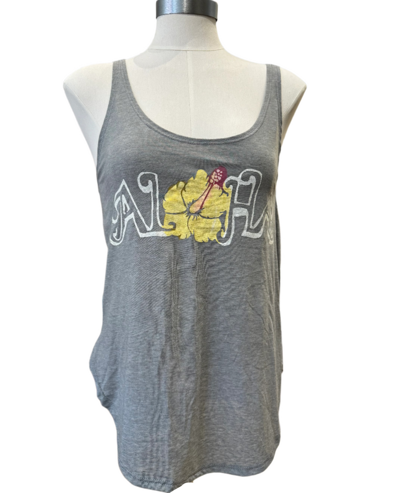 Aloha Hibiscus Tank In Grey