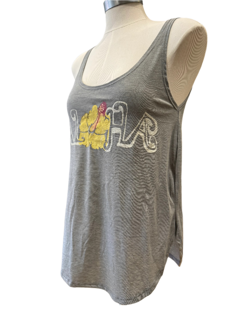 Aloha Hibiscus Tank In Grey