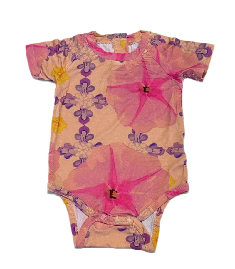 Short Sleeve Baby Romper in Morning Glory