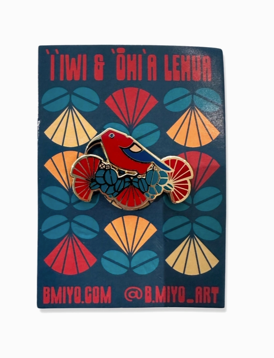 ʻIʻIwi & ‘ŌhiʻA Lehua Enamel Pin