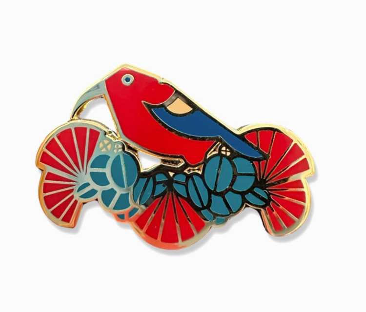 ʻIʻIwi & ‘ŌhiʻA Lehua Enamel Pin