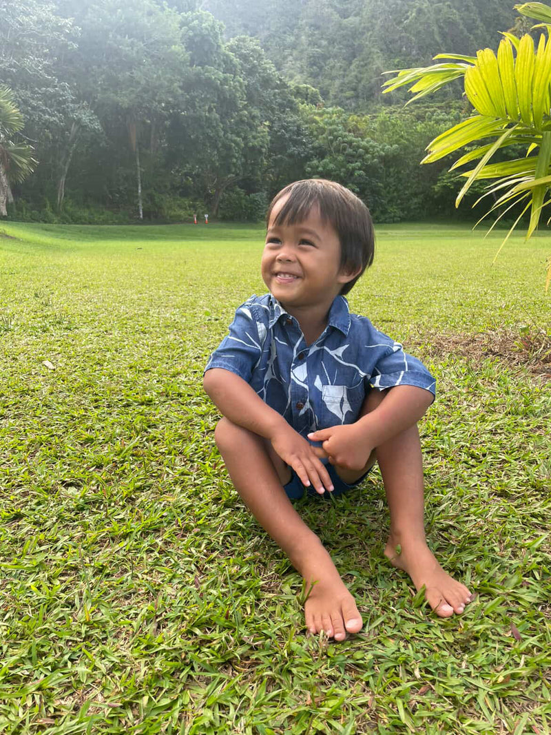 Keiki Boys Aloha Tee in Kalo Blues