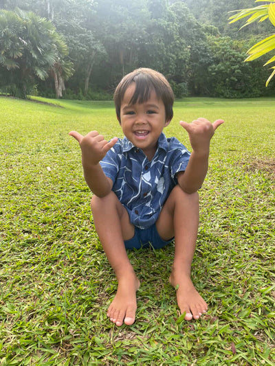 Keiki Boys Aloha Tee in Kalo Blues