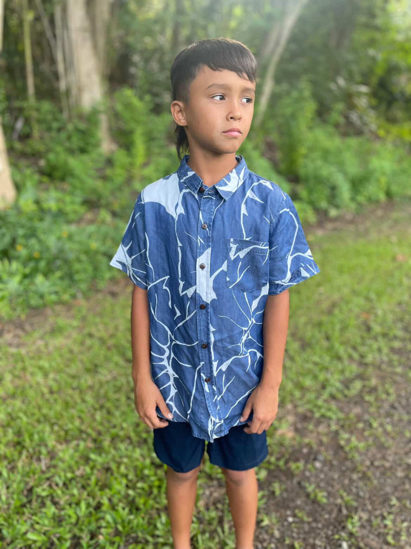 Keiki Boys Aloha Tee in Kalo Blues