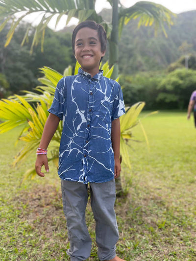 Keiki Boys Aloha Tee in Kalo Blues