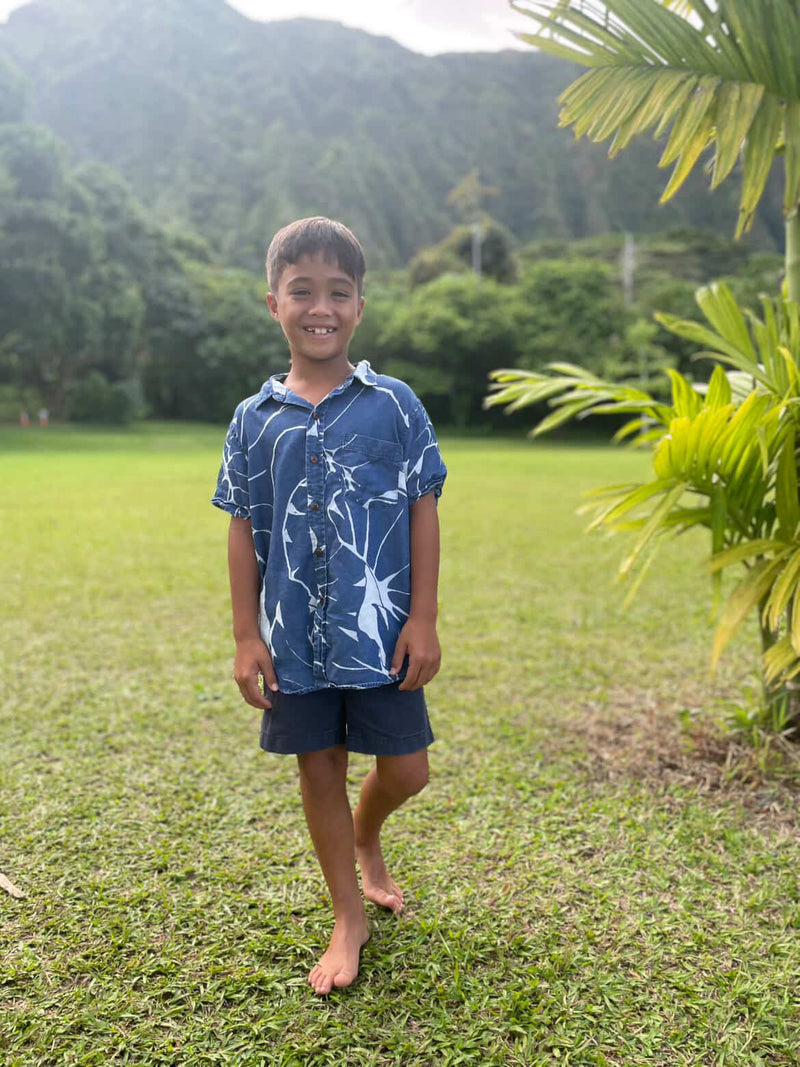 Keiki Boys Aloha Tee in Kalo Blues