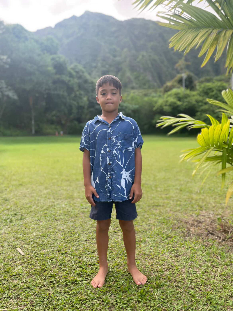 Keiki Boys Aloha Tee in Kalo Blues