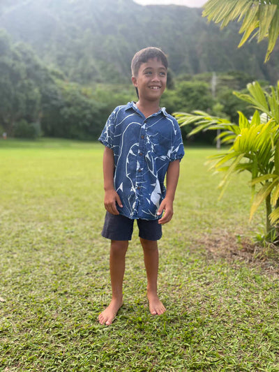 Keiki Boys Aloha Tee in Kalo Blues