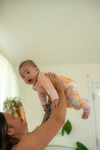 Long Sleeve Keiki Romper in Guava Jelly