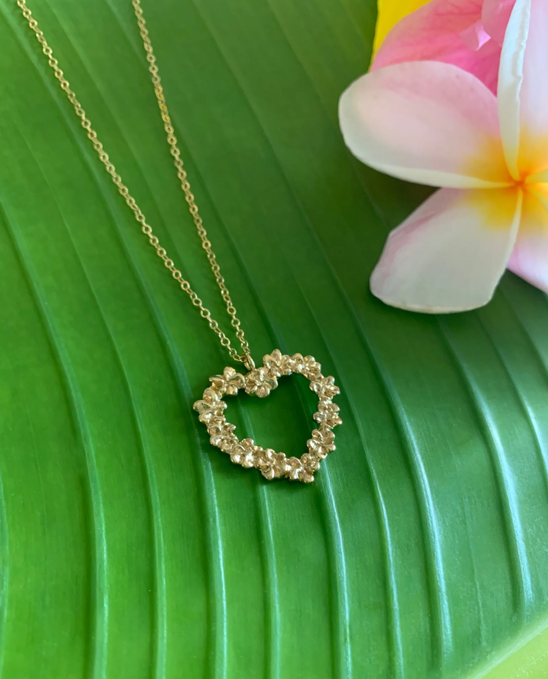 Aloha Plumeria Heart Necklace