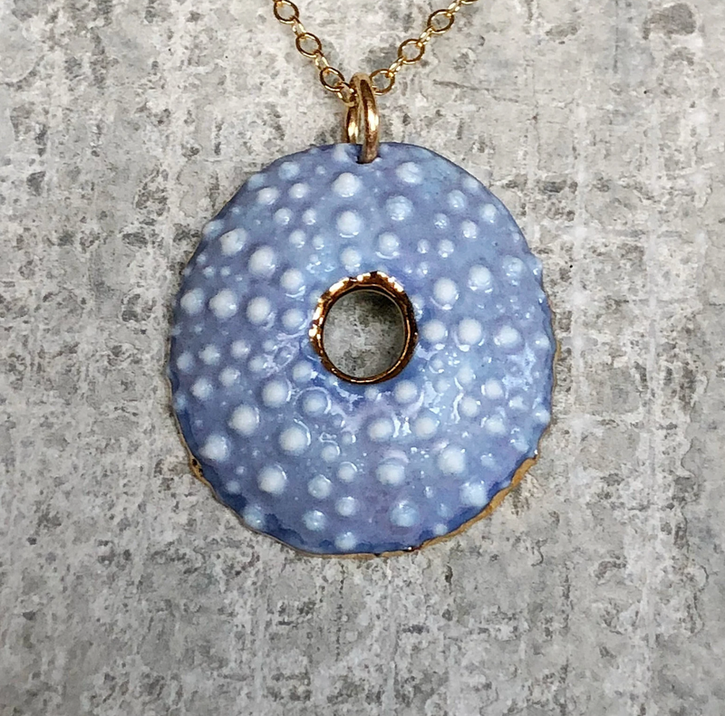 Porcelain Sea Urchin Neclace in Gold