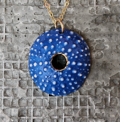 Porcelain Sea Urchin Neclace in Gold