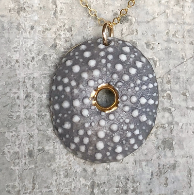 Porcelain Sea Urchin Neclace in Gold