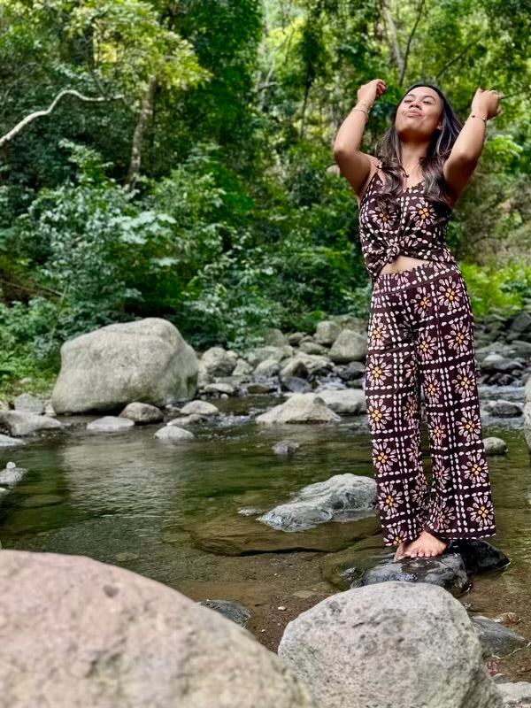 Womenʻs Flowy Bamboo Pants in Shell Quilt