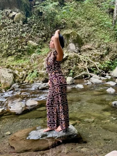 Womenʻs Flowy Bamboo Pants in Shell Quilt
