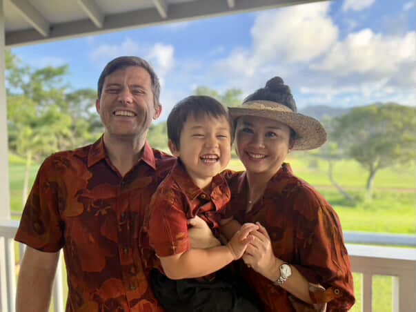 Womens red floral aloha dress on a red background