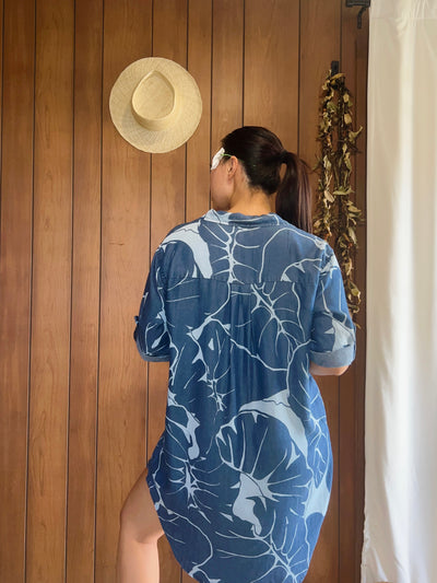 Women's Shirt Dress in Kalo Blues