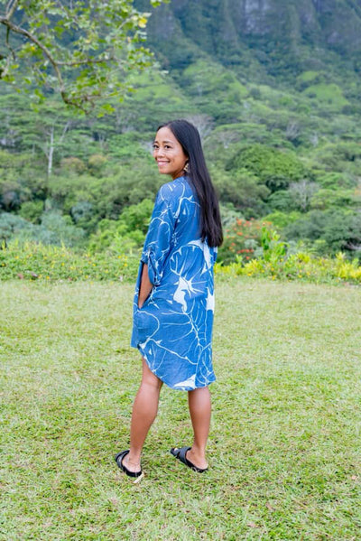 Women's Shirt Dress in Kalo Blues