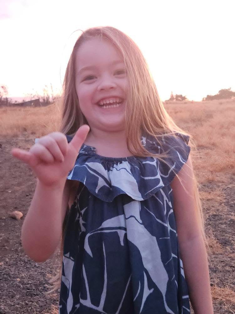Girls Aloha Dress in Kalo Blues