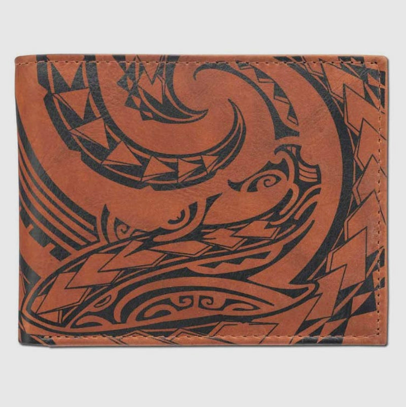 Hawaiian Shark Tattoo Wallet With Flip ID - Art: "Mano" By Kuaika Quenga
