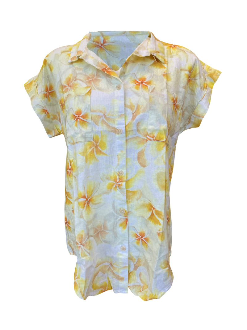 Women’s Aloha shirt in Plumeria Heaven